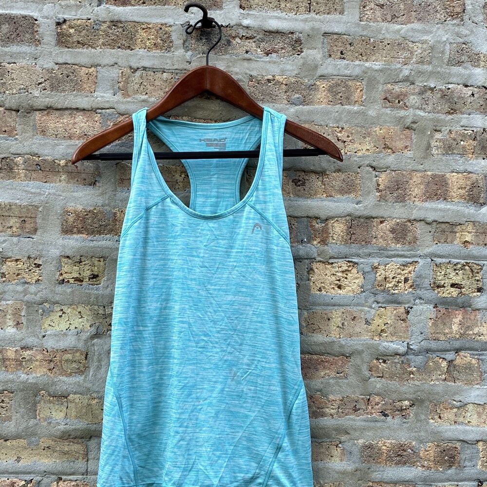 HEAD Women's Heathered Blue Racerback Stretch Scoop Neck Gym Tank Top M